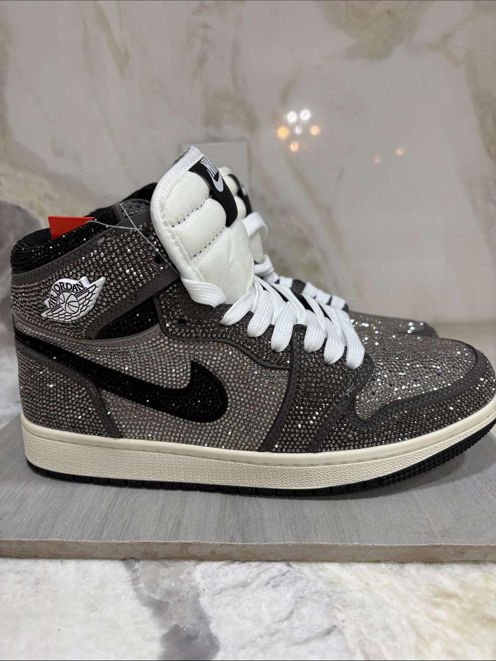 High-Top Sneakers in Sparkling Gunmetal and Black